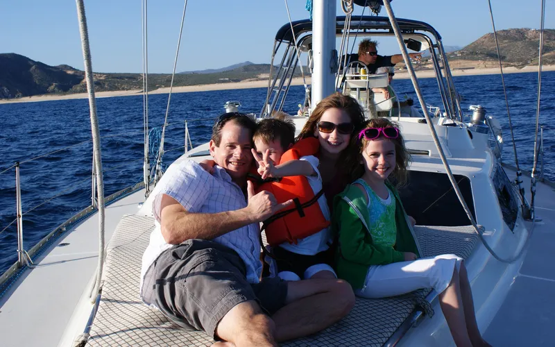 Family on board whale watching