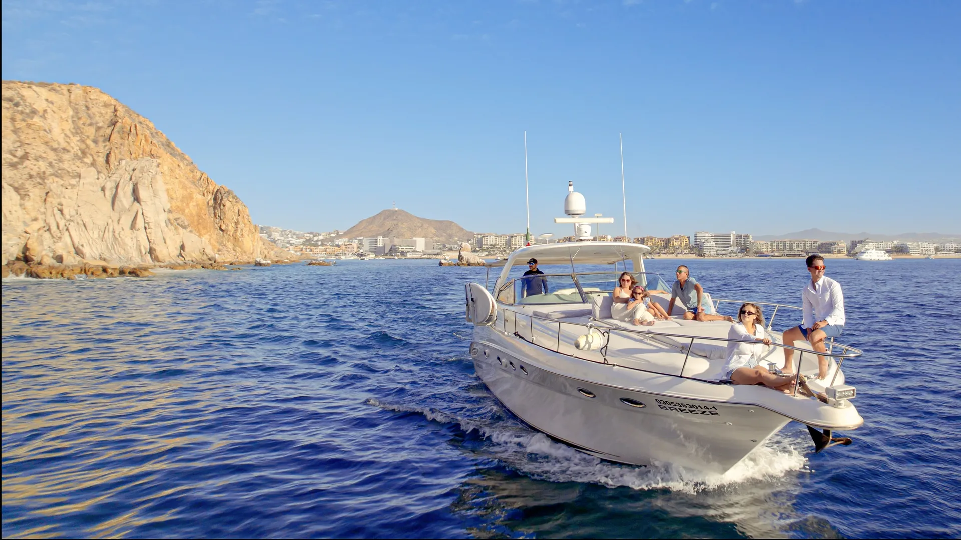 Guests enjoying a Cabo yacht charter
