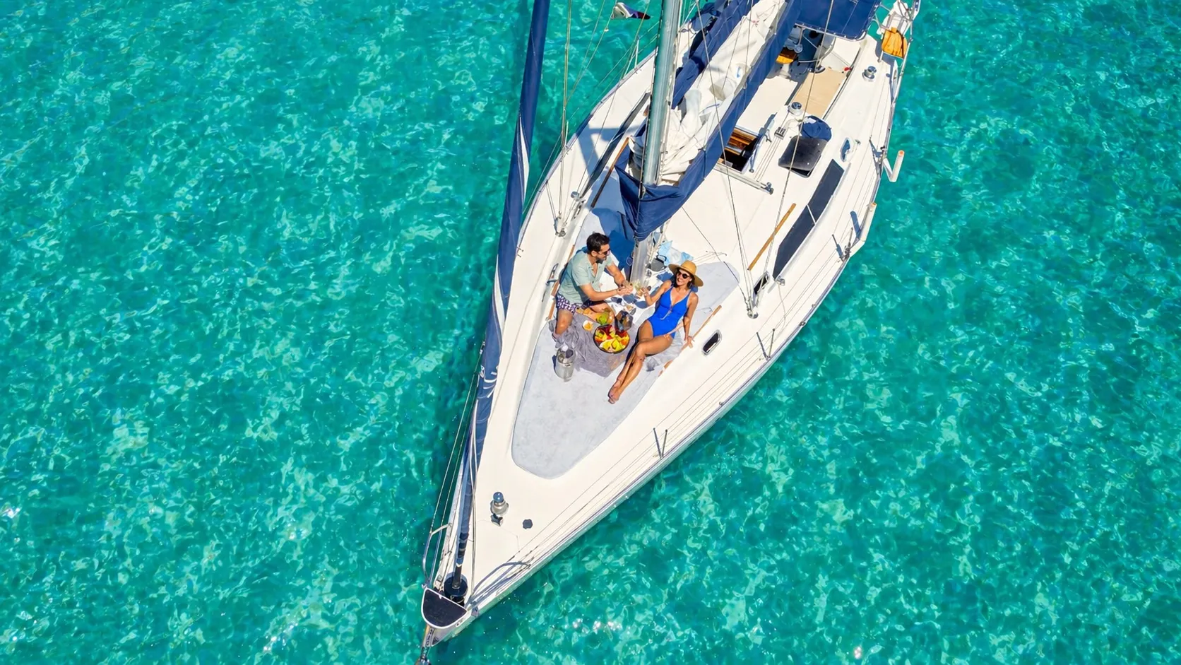 Luxury sailboat in tropical waters