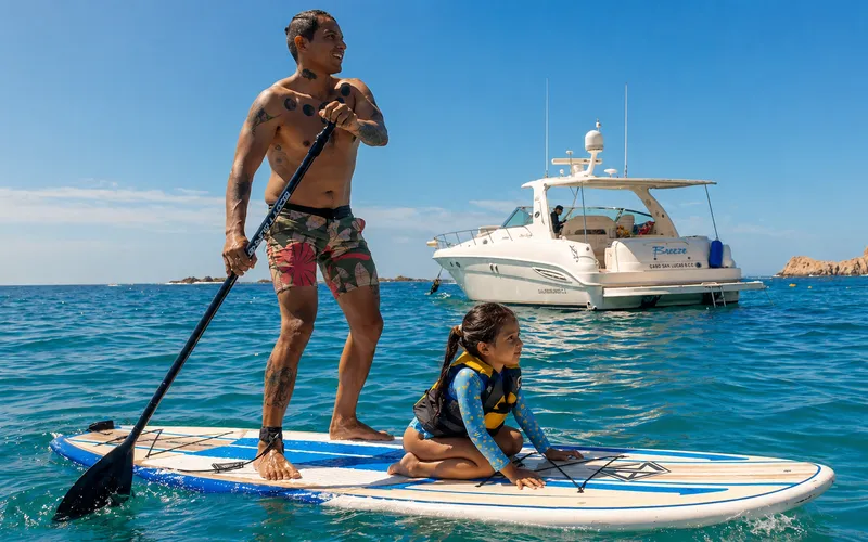Paddleboarding in sunny Cabo waters