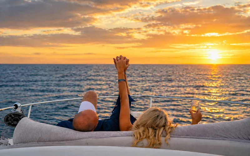 Romantic sunset on a private yacht in Cabo