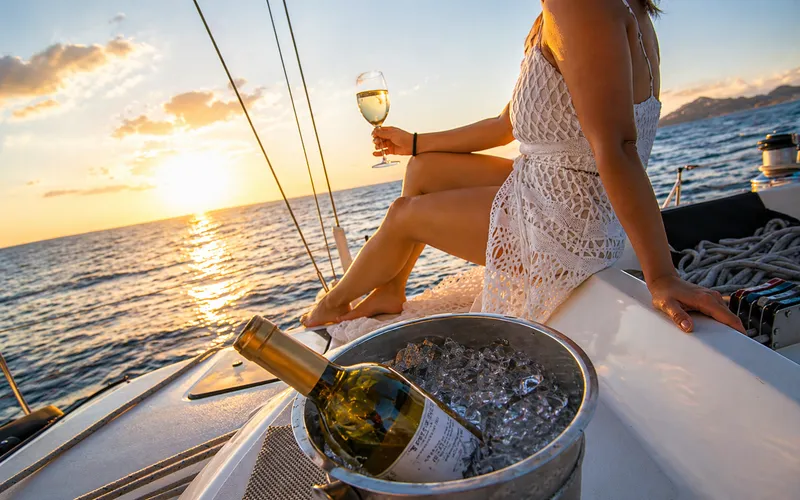 Sunset relaxation on a sailboat